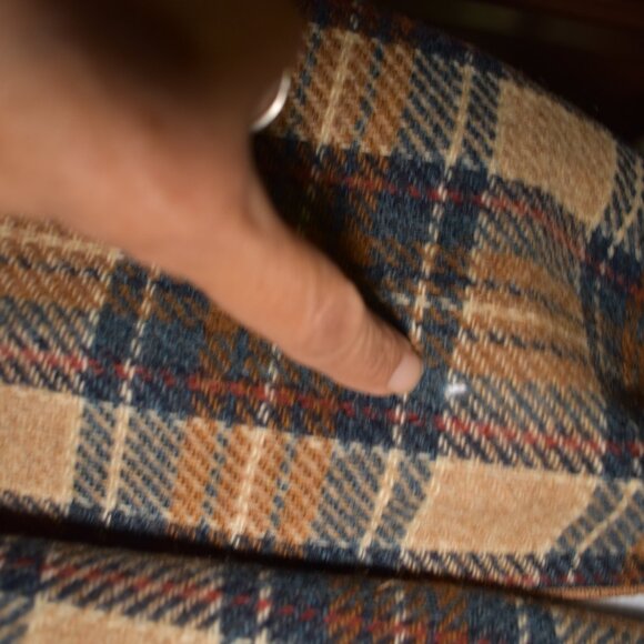 London Fog Plaid Wool Scarf Brown Blue - Picture 11 of 11